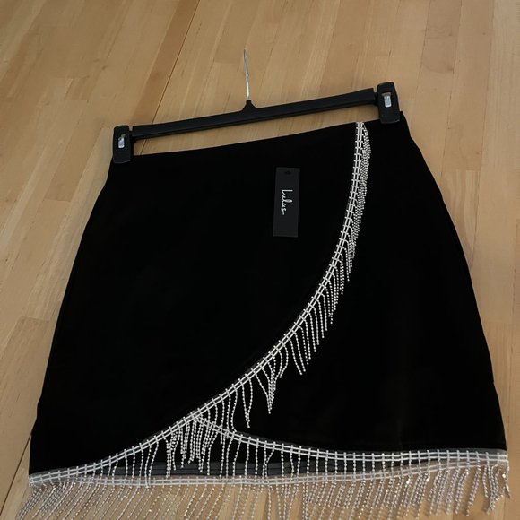 Lulu's Rhinestone Fringe Mini Skirt NWT - Large - Picture 4 of 6